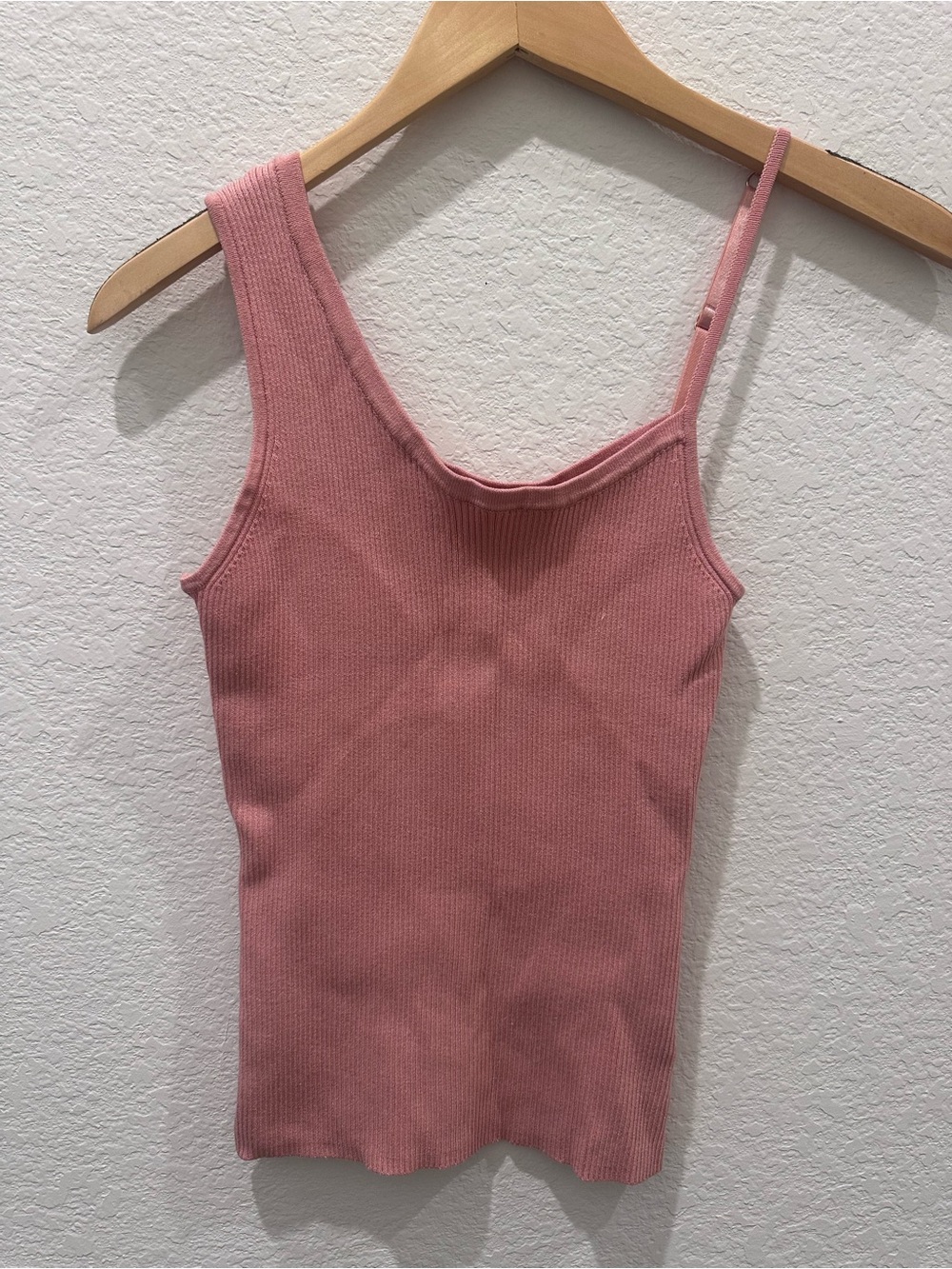 525 America Pink Sand Asymmetric Rib Knit Tank Top One Shoulder NWT Small
